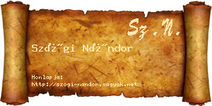 Szögi Nándor névjegykártya